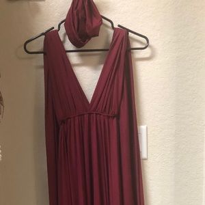 Maroon tie anyway bridesmaid or formal dress.
